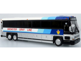 2001 MCI D4000 Coach Bus Brewster Gray Line White with Blue Stripes Vintage Bus & Motorcoach Collection Limited Edition to 504 pieces Worldwide 1/87 (HO) Diecast Model Iconic Replicas 87-0622