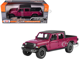 2021 Jeep Gladiator Overland Pickup Truck Purple with Matt Black Top 1/24 Diecast Model Car Motormax 79366pur