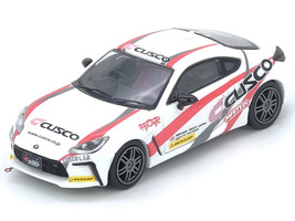 Toyota GR86 Tuned by CUSCO RHD Right Hand Drive White with Red and Gray Stripes 1/64 Diecast Model Car Inno Models IN64-GR86-CUSCO