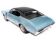 1968 Oldsmobile 442 W30 Holiday Coupe Teal Frost Metallic with Red Stripes and Black Vinyl Top Hemmings Motor News July 2023 Cover Car American Muscle Series 1/18 Diecast Model Car Auto World AMM1350