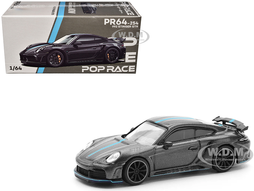 992 Stinger GTR Carbon Edition with Blue Stripe 1/64 Diecast Model