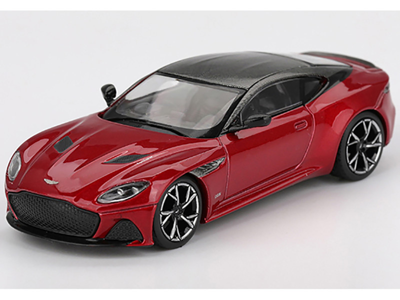 Aston Martin DBS RHD Right Hand Drive Hyper Red Metallic with Carbon Top Limited Edition 1/64 Diecast Model Car Mini GT MGT01065