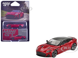 Aston Martin DBS RHD Right Hand Drive Hyper Red Metallic with Carbon Top Limited Edition 1/64 Diecast Model Car Mini GT MGT01065