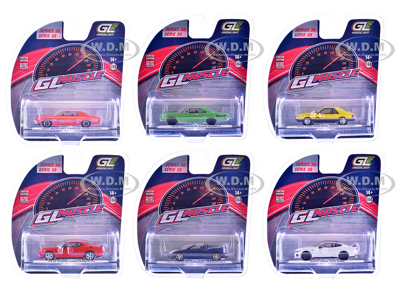 GreenLight Muscle Series 30 Set of 6 pieces 1/64 Diecast Model Cars Greenlight 13370SET