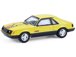 1979 Ford Mustang Cobra Fastback Bright Yellow with Cobra Good Graphics GreenLight Muscle Series 30 1/64 Diecast Model Car Greenlight 13370C