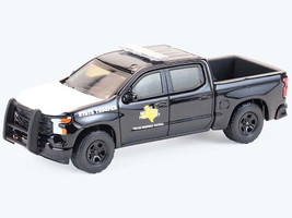 2023 Chevrolet Silverado Pickup Truck Texas Department of Public Safety Highway Patrol Black with White Hood Hobby Exclusive Series 1/64 Diecast Model Car Greenlight GL30543