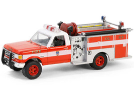 1987 Ford F 350 Mini Pumper Fire Truck FDNY The Official Fire Department City of New York 160th Anniversary Edition Red and White Hobby Exclusive Series 1/64 Diecast Model Car Greenlight 30550