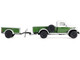 1950 Dodge Power Wagon Pickup Truck Green and White with 1 4 Ton Cargo Trailer Green Hitch & Tow Series 32 1/64 Diecast Model Cars Greenlight 32320A