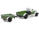 1950 Dodge Power Wagon Pickup Truck Green and White with 1 4 Ton Cargo Trailer Green Hitch & Tow Series 32 1/64 Diecast Model Cars Greenlight 32320A