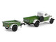 1950 Dodge Power Wagon Pickup Truck Green and White with 1 4 Ton Cargo Trailer Green Hitch & Tow Series 32 1/64 Diecast Model Cars Greenlight 32320A