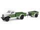 1950 Dodge Power Wagon Pickup Truck Green and White with 1 4 Ton Cargo Trailer Green Hitch & Tow Series 32 1/64 Diecast Model Cars Greenlight 32320A