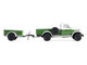 1950 Dodge Power Wagon Pickup Truck Green and White with 1 4 Ton Cargo Trailer Green Hitch & Tow Series 32 1/64 Diecast Model Cars Greenlight 32320A