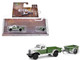 1950 Dodge Power Wagon Pickup Truck Green and White with 1 4 Ton Cargo Trailer Green Hitch & Tow Series 32 1/64 Diecast Model Cars Greenlight 32320A