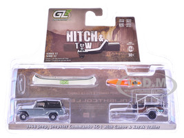 1968 Jeep Jeepster Commando SC 1 Gray with Black Stripes and Top with Canoe Trailer Canoe Rack Canoe and Kayak Hitch & Tow Series 32 1/64 Diecast Model Cars Greenlight 32320B
