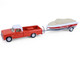 1967 Dodge D 100 Pickup Truck Red with White Top with Boat and Trailer Hitch & Tow Series 33 1/64 Diecast Model Cars Greenlight 32330A 1967 Dodge D 100 Pickup Truck Red with White Top with Boat and Trailer Hitch & Tow Series 33 1/64 Diecast Model Cars Greenlight 32330A