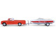 1967 Dodge D 100 Pickup Truck Red with White Top with Boat and Trailer Hitch & Tow Series 33 1/64 Diecast Model Cars Greenlight 32330A 1967 Dodge D 100 Pickup Truck Red with White Top with Boat and Trailer Hitch & Tow Series 33 1/64 Diecast Model Cars Greenlight 32330A