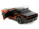 Dodge Challenger SRT Hellcat Orange Metallic and Black Pink Slips Series 1/18 Diecast Model Car Jada 35722