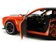 Dodge Challenger SRT Hellcat Orange Metallic and Black Pink Slips Series 1/18 Diecast Model Car Jada 35722