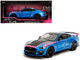Ford Mustang Shelby GT500 Blue Metallic with Pink Stripes and Black Hood and Top Pink Slips Series 1/18 Diecast Model Car Jada 35723 Ford Mustang Shelby GT500 Blue Metallic with Pink Stripes and Black Hood and Top Pink Slips Series 1/18 Diecast Model Car Jada 35723