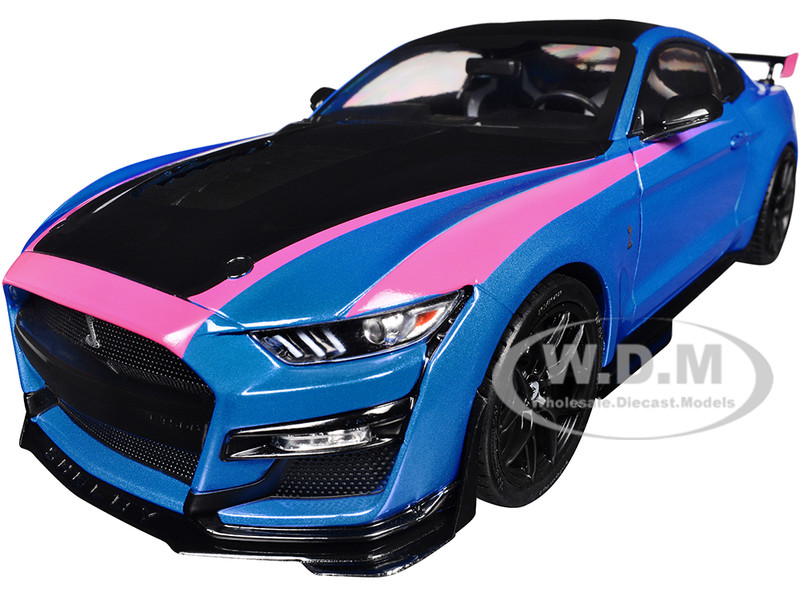Ford Mustang Shelby GT500 Blue Metallic with Pink Stripes and