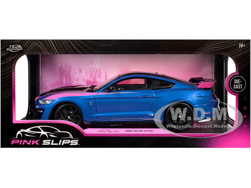 Ford Mustang Shelby GT500 Blue Metallic with Pink Stripes and