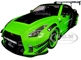 Nissan GT R R35 Liberty Walk Body Kit 2 0 RHD Right Hand Drive Green and Matt Black Pink Slips Series 1/18 Diecast Model Car Jada 35724