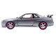 1999 Nissan Skyline GT R R34 RHD Right Hand Drive Silver Metallic with Purple Wheels 1/18 Diecast Model Car Solido S1804310