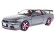 1999 Nissan Skyline GT R R34 RHD Right Hand Drive Silver Metallic with Purple Wheels 1/18 Diecast Model Car Solido S1804310
