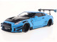 2023 Nissan GT R R35 Liberty Walk Body Kit 2 0 RHD Right Hand Drive Baby Blue with Carbon Hood 1/18 Diecast Model Car Solido S1805817
