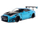2023 Nissan GT R R35 Liberty Walk Body Kit 2 0 RHD Right Hand Drive Baby Blue with Carbon Hood 1/18 Diecast Model Car Solido S1805817