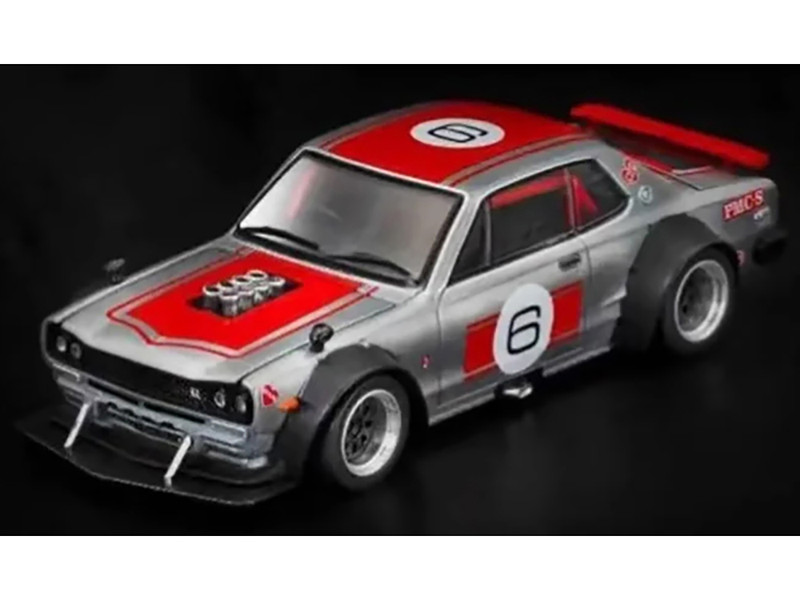 Skyline GT R V8 Drift Hakosuka RHD Right Hand Drive #6 Silver Metallic with Red Stripes APA XPO 2025 Exclusive 1/64 Diecast Model Car Pop Race PR640349