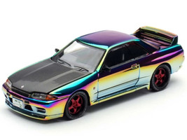Skyline GT R BNR32 RHD Right Hand Drive Chameleon Chrome with Carbon Hood APA XPO 2025 Exclusive 1/64 Diecast Model Car Pop Race PR640426