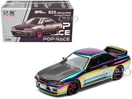 Skyline GT R BNR32 RHD Right Hand Drive Chameleon Chrome with Carbon Hood APA XPO 2025 Exclusive 1/64 Diecast Model Car Pop Race PR640426