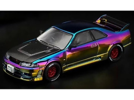 Skyline GT R R33 RHD Right Hand Drive Chameleon Chrome with Carbon Hood APA XPO 2025 Exclusive 1/64 Diecast Model Car Pop Race PR640427