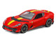 Ferrari 812 Competizione Red with Yellow Stripe Speed Icons Series 1/64 Diecast Model Car Maisto 15709RD