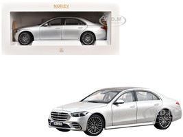 2021 Mercedes Benz S Class AMG Line Silver Metallic with Sunroof 1/18 Diecast Model Car Norev 183805