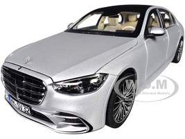 2021 Mercedes Benz S Class AMG Line Silver Metallic with Sunroof 1/18 Diecast Model Car Norev 183805