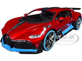 Bugatti Divo Red Metallic with Carbon and Blue Accents Special Edition 1/24 Diecast Model Car Maisto 31526r