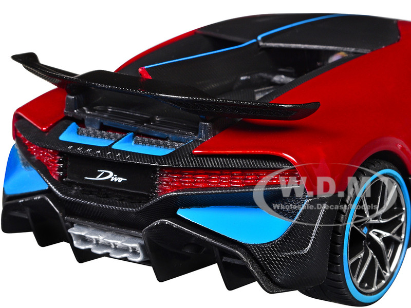 Bugatti Divo Red Metallic with Carbon and Blue Accents 