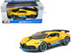 Bugatti Divo Yellow Metallic with Carbon and Blue Accents Special Edition 1/24 Diecast Model Car Maisto 31526y
