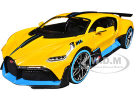 Bugatti Divo Yellow Metallic with Carbon and Blue Accents Special Edition 1/24 Diecast Model Car Maisto 31526y