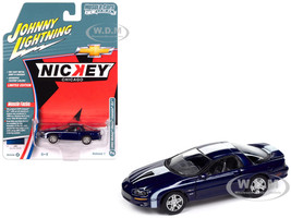 2002 Chevrolet Nickey Camaro ZL1 Navy Blue Metallic with White Stripes Muscle Cars USA Series 1/64 Diecast Model Car Johnny Lightning JLMC034-JLSP382B