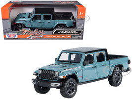 2021 Jeep Gladiator Rubicon Closed Top Pickup Truck Blue with Black Top 1/27 Diecast Model Car Motormax 79368bl