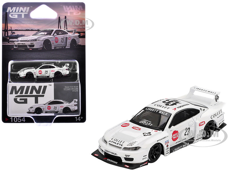Nissan Silvia S15 LB Super Silhouette RHD Right Hand Drive #23 Athlete White with Graphics Limited Edition 1/64 Diecast Model Car Mini GT MGT01054