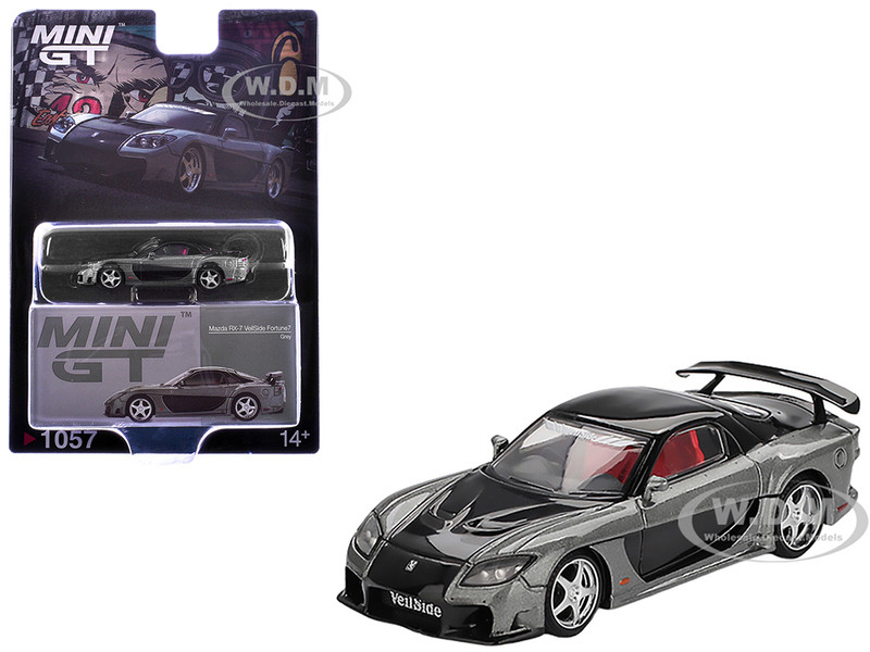 Mazda RX 7 VeilSide Fortune7 Gray Metallic and Black with Red Interior Limited Edition 1/64 Diecast Model Car Mini GT MGT01057