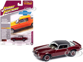 1975 Chevrolet Camaro LT Dark Red Metallic with Black Top Classic Gold Collection 1/64 Diecast Model Car Johnny Lightning JLCG033-JLSP390A
