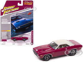 1971 Dodge Challenger R T Panther Pink with White Top and Interior Classic Gold Collection 1/64 Diecast Model Car Johnny Lightning JLCG033-JLSP417A