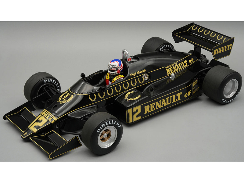 Lotus 94T #12 Nigel Mansell John Player Special Team LotusFormula One F1 British GP 1983 with Display Case and Driver Figure Mythos Series Limited Edition to 60 pieces Worldwide 1/18 Model Car Tecnomodel TMD18-400C