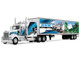 Kenworth W900L with 86 Studio Sleeper and 53 Utility Trailer with Skirts Walinga White with Blue Graphics 1/64 Diecast Model DCP/First Gear 60-2167