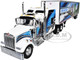 Kenworth W900L with 86 Studio Sleeper and 53 Utility Trailer with Skirts Walinga White with Blue Graphics 1/64 Diecast Model DCP/First Gear 60-2167